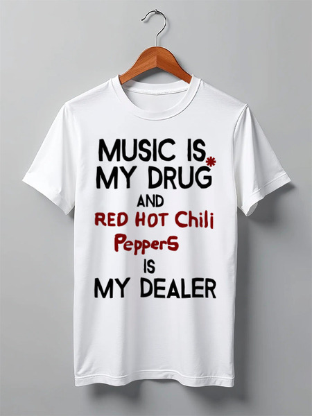 Заказать мужскую футболку в Москве. Футболка классическая Red Hot Chili peppers music dealer от inPrintio - готовые дизайны и нанесение принтов.