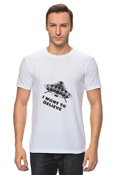 Заказать мужскую футболку в Москве. Футболка классическая Тарелка НЛО от acidhouses - готовые дизайны и нанесение принтов.