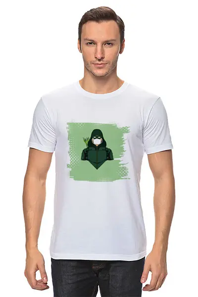 Заказать мужскую футболку в Москве. Футболка классическая Зеленая стрела (Коллекция: Герои носят маски) от GeekFox  - готовые дизайны и нанесение принтов.