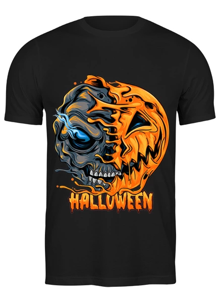 Заказать мужскую футболку в Москве. Футболка классическая Halloween - Лицо тыква-зомби от printeriumstore@gmail.com - готовые дизайны и нанесение принтов.
