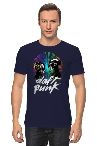 Заказать мужскую футболку в Москве. Футболка классическая Daft Punk от balden - готовые дизайны и нанесение принтов.