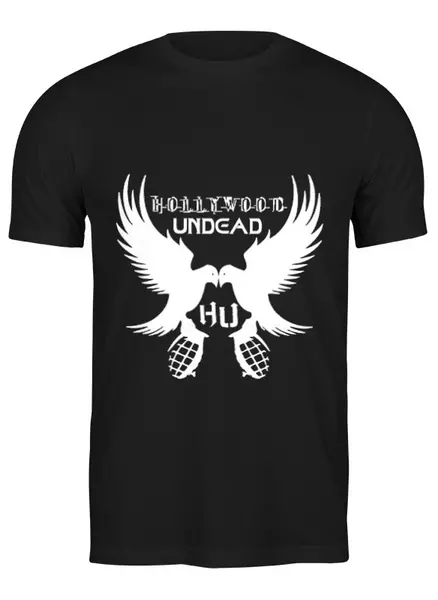 Заказать мужскую футболку в Москве. Футболка классическая Hollywood Undead от scarletmiku - готовые дизайны и нанесение принтов.