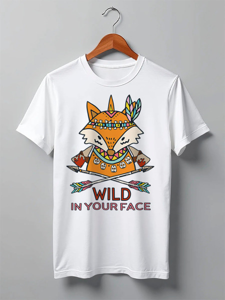 Заказать мужскую футболку в Москве. Футболка классическая Fox Here от oneredfoxstore@gmail.com - готовые дизайны и нанесение принтов.