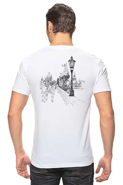 Заказать мужскую футболку в Москве. Футболка классическая Прага от multikot - готовые дизайны и нанесение принтов.