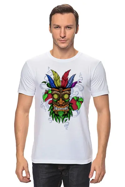 Заказать мужскую футболку в Москве. Футболка классическая Aku Aku Mask от balden - готовые дизайны и нанесение принтов.