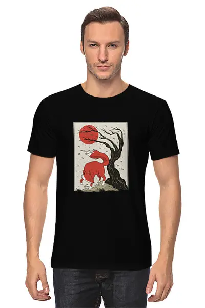 Заказать мужскую футболку в Москве. Футболка классическая Fox and Sun от Павел Павел - готовые дизайны и нанесение принтов.