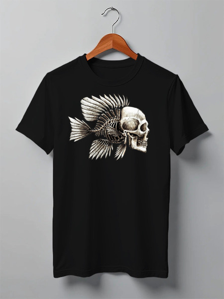 Заказать мужскую футболку в Москве. Футболка классическая Skull Face Fish от Leichenwagen - готовые дизайны и нанесение принтов.