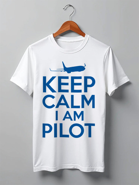Заказать мужскую футболку в Москве. Футболка классическая KEEP CALM I'm a pilot - Boeing 737 от SkyWay Aviation Clothing RUS  - готовые дизайны и нанесение принтов.