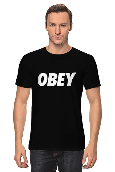 Заказать мужскую футболку в Москве. Футболка классическая OBEY  от DESIGNER   - готовые дизайны и нанесение принтов.