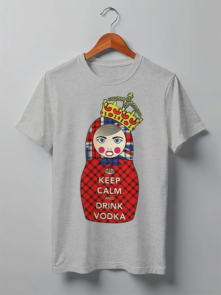 Заказать мужскую футболку в Москве. Футболка классическая Keep Calm Matryoshka  от Leichenwagen - готовые дизайны и нанесение принтов.