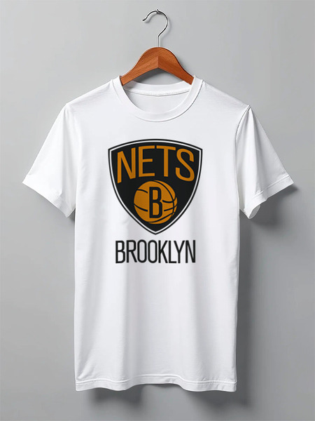 Заказать мужскую футболку в Москве. Футболка классическая Brooklyn Nets от Сергей Дульнев - готовые дизайны и нанесение принтов.
