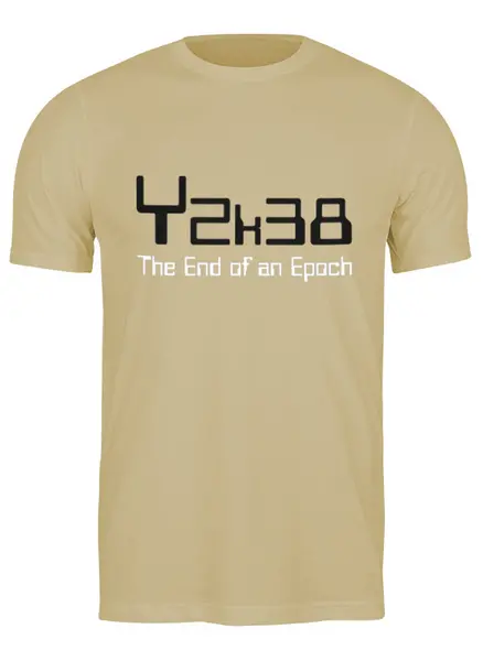 Заказать мужскую футболку в Москве. Футболка классическая Y2K38: THE END OF AN EPOCH от darkdrag@badboot.ru - готовые дизайны и нанесение принтов.