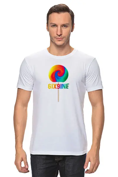 Заказать мужскую футболку в Москве. Футболка классическая 6ix9ine от #GOGEL#MOGEL от #GOGEL #MOGEL - готовые дизайны и нанесение принтов.