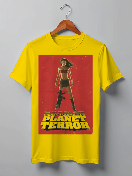 Заказать мужскую футболку в Москве. Футболка классическая Planet Terror yellow от KinoArt - готовые дизайны и нанесение принтов.