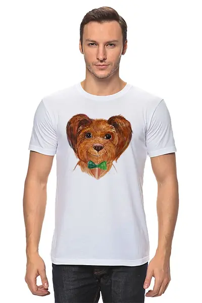 Заказать мужскую футболку в Москве. Футболка классическая собака  от t.mitrushova@gmail.com - готовые дизайны и нанесение принтов.