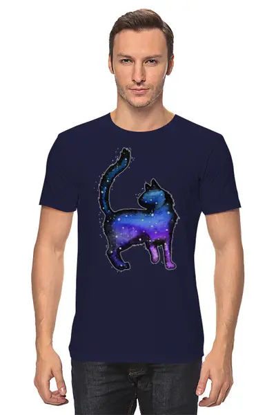 Заказать мужскую футболку в Москве. Футболка классическая Кошка от oneredfoxstore@gmail.com - готовые дизайны и нанесение принтов.
