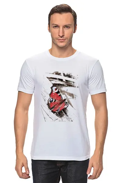 Заказать мужскую футболку в Москве. Футболка классическая Бабочка от fun2fans - готовые дизайны и нанесение принтов.