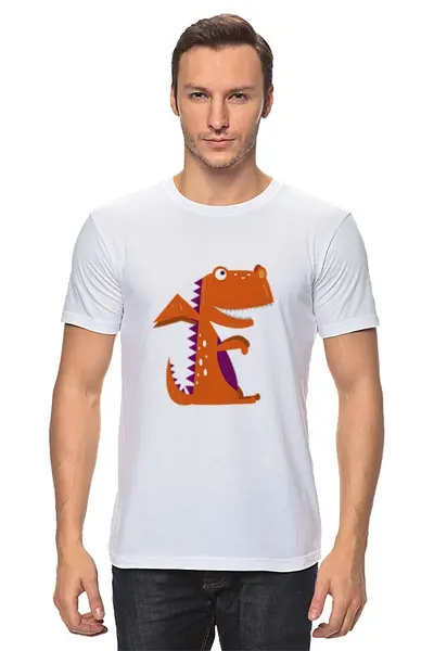 Заказать мужскую футболку в Москве. Футболка классическая Динозавр от Romanova - готовые дизайны и нанесение принтов.