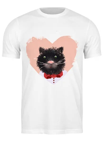 Заказать мужскую футболку в Москве. Футболка классическая Портрет кота от Anna Lomachenko - готовые дизайны и нанесение принтов.