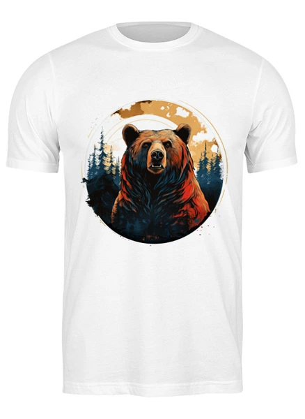 Заказать мужскую футболку в Москве. Футболка классическая Портрет медведя от goljakovai@mail.ru - готовые дизайны и нанесение принтов.