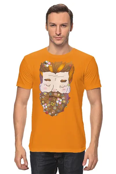 Заказать мужскую футболку в Москве. Футболка классическая Цветочная борода от printik - готовые дизайны и нанесение принтов.