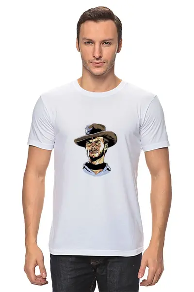 Заказать мужскую футболку в Москве. Футболка классическая Клинтон Иствуд от YellowCloverShop - готовые дизайны и нанесение принтов.