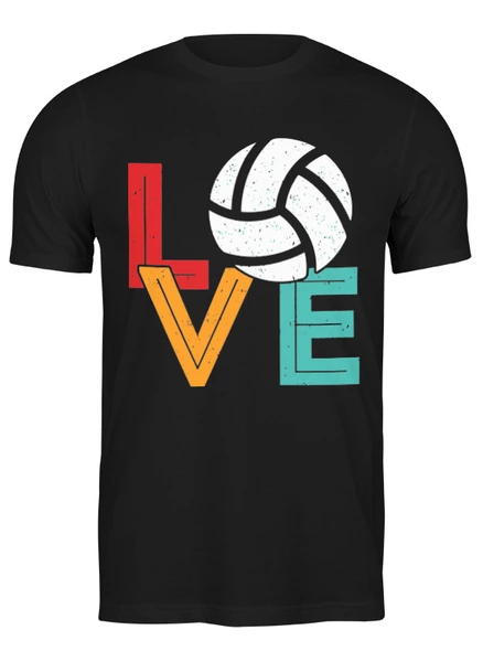 Заказать мужскую футболку в Москве. Футболка классическая Love Volleyball от skynatural - готовые дизайны и нанесение принтов.