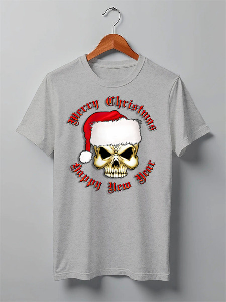 Заказать мужскую футболку в Москве. Футболка классическая Santa Skull от Leichenwagen - готовые дизайны и нанесение принтов.