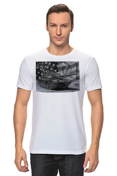 Заказать мужскую футболку в Москве. Футболка классическая Танк США от Елена  - готовые дизайны и нанесение принтов.