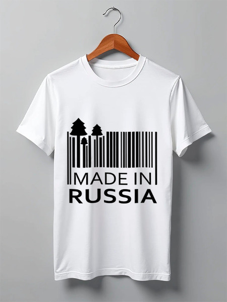 Заказать мужскую футболку в Москве. Футболка классическая Made in Russia от Easy-store - готовые дизайны и нанесение принтов.