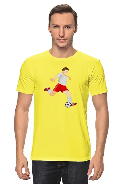 Заказать мужскую футболку в Москве. Футболка классическая Футболист от ПРИНТЫ ПЕЧАТЬ  - готовые дизайны и нанесение принтов.