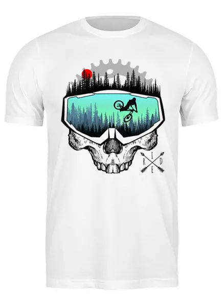 Заказать мужскую футболку в Москве. Футболка классическая Mask MTB Skull от oneredfoxstore@gmail.com - готовые дизайны и нанесение принтов.