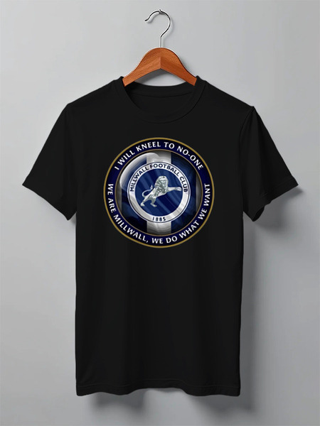 Заказать мужскую футболку в Москве. Футболка классическая Millwall Will Kneel to No One от Millwall Supporters Club Russia - готовые дизайны и нанесение принтов.
