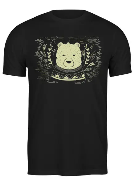 Заказать мужскую футболку в Москве. Футболка классическая Bear Here от oneredfoxstore@gmail.com - готовые дизайны и нанесение принтов.