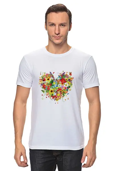 Заказать мужскую футболку в Москве. Футболка классическая Букет цветов от Виктор Гришин - готовые дизайны и нанесение принтов.