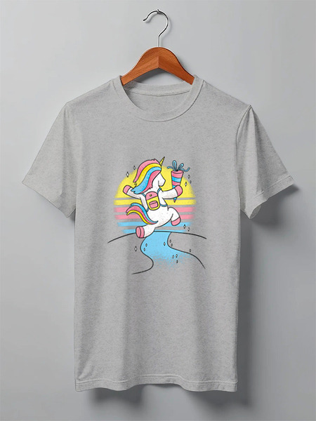 Заказать мужскую футболку в Москве. Футболка классическая Happy Unicorn от Павел Павел - готовые дизайны и нанесение принтов.