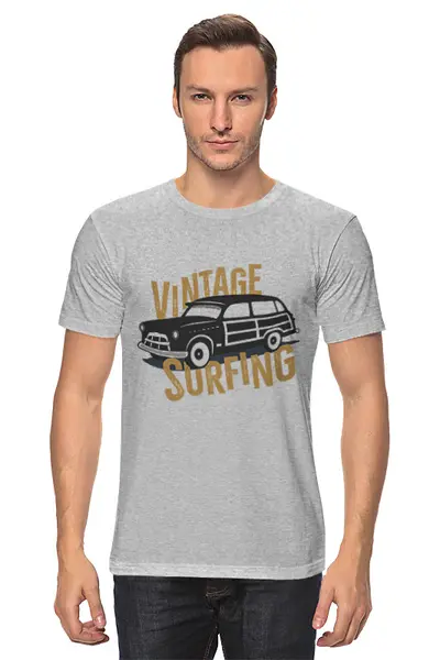 Заказать мужскую футболку в Москве. Футболка классическая Vintage Surfing от Fix Print - готовые дизайны и нанесение принтов.