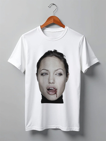 Заказать мужскую футболку в Москве. Футболка классическая Angelina Jolie от Антон Величко - готовые дизайны и нанесение принтов.