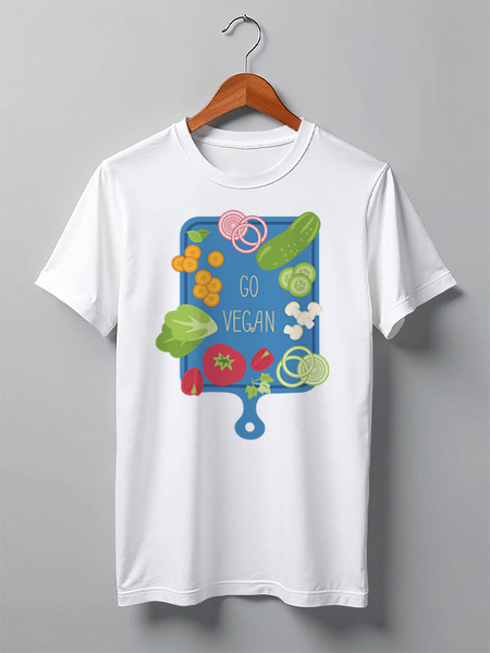 Заказать мужскую футболку в Москве. Футболка классическая Go vegan от catification - готовые дизайны и нанесение принтов.