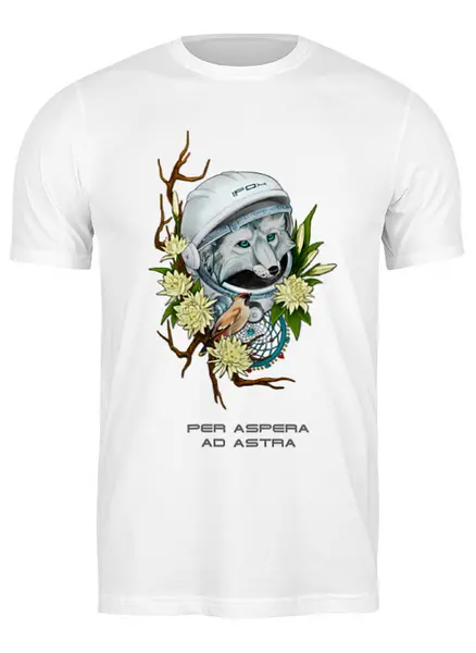 Заказать мужскую футболку в Москве. Футболка классическая Per aspera ad astra от Анастасия Авина - готовые дизайны и нанесение принтов.