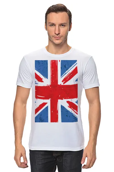 Заказать мужскую футболку в Москве. Футболка классическая Британский флаг от Елена  - готовые дизайны и нанесение принтов.