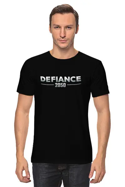Заказать мужскую футболку в Москве. Футболка классическая Defiance 2050 от THE_NISE  - готовые дизайны и нанесение принтов.