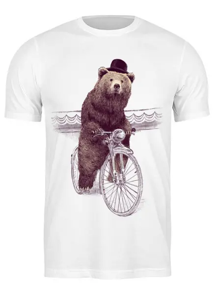 Заказать мужскую футболку в Москве. Футболка классическая Медведь на велосипеде от printik - готовые дизайны и нанесение принтов.