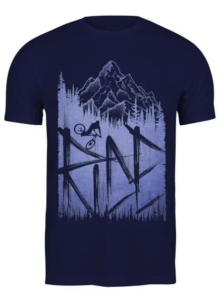 Заказать мужскую футболку в Москве. Футболка классическая Ride MTB от oneredfoxstore@gmail.com - готовые дизайны и нанесение принтов.