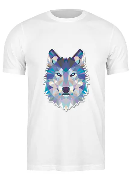 Заказать мужскую футболку в Москве. Футболка классическая Геометрический волк от MariYang  - готовые дизайны и нанесение принтов.