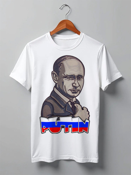 Заказать мужскую футболку в Москве. Футболка классическая Putin от Leichenwagen - готовые дизайны и нанесение принтов.