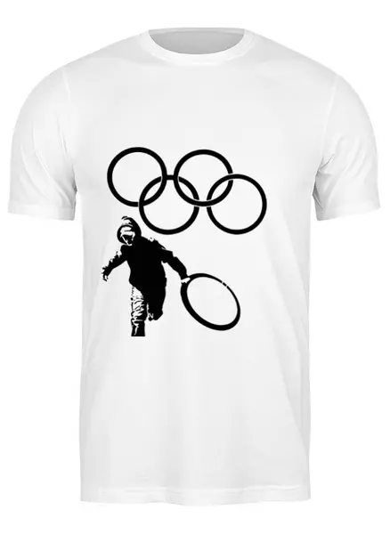Заказать мужскую футболку в Москве. Футболка классическая  Кольца Олимпиады от Leichenwagen - готовые дизайны и нанесение принтов.