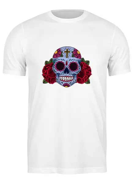 Заказать мужскую футболку в Москве. Футболка классическая Мексиканский череп от Антон Величко - готовые дизайны и нанесение принтов.