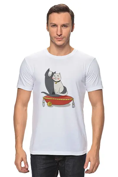 Заказать мужскую футболку в Москве. Футболка классическая Милые кошки от zen4@bk.ru - готовые дизайны и нанесение принтов.