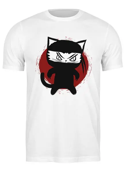 Заказать мужскую футболку в Москве. Футболка классическая Ninja Cat от oneredfoxstore@gmail.com - готовые дизайны и нанесение принтов.